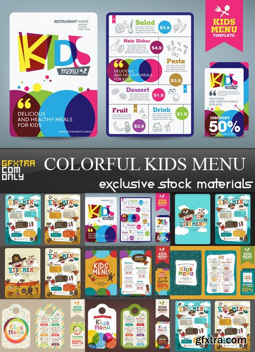 Colorful Kids Menu - 8 EPS