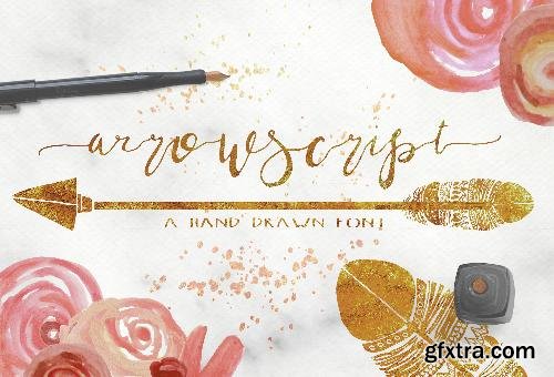 CreativeMarket ArrowScript Font & Watercolor Bonus 680663