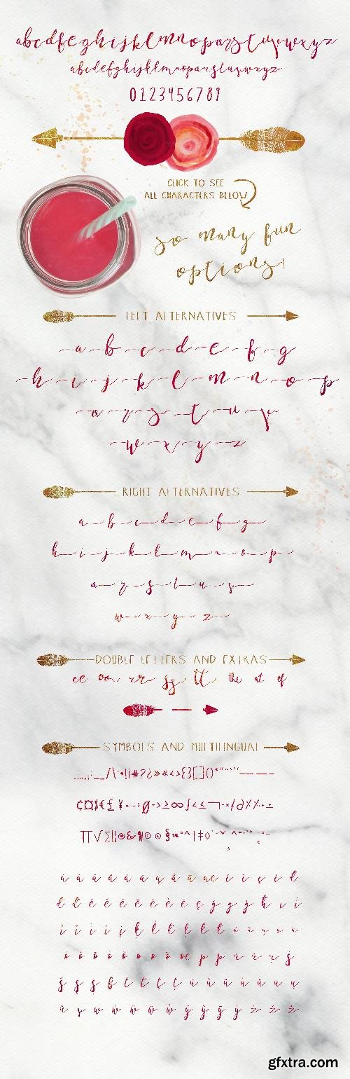 CreativeMarket ArrowScript Font & Watercolor Bonus 680663