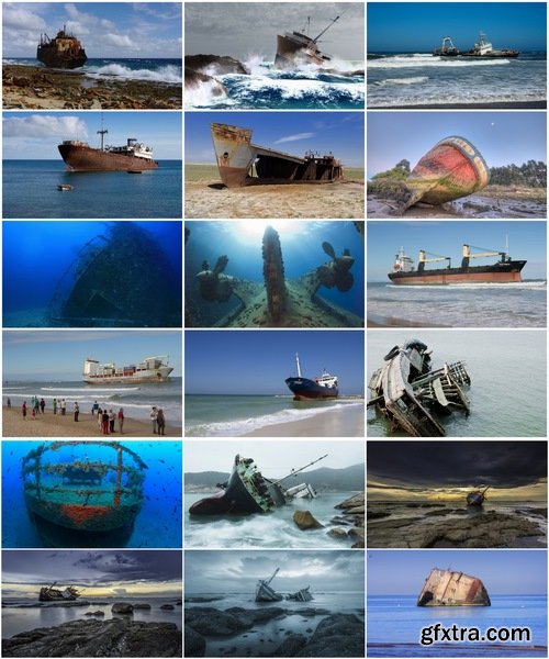 Collection of wreck shipwreck rusty metal remains of sea boat 25 HQ Jpeg