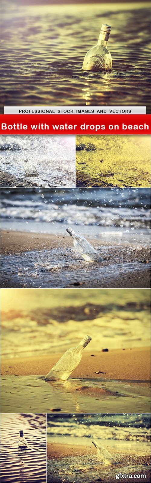 Bottle with water drops on beach - 7 UHQ JPEG