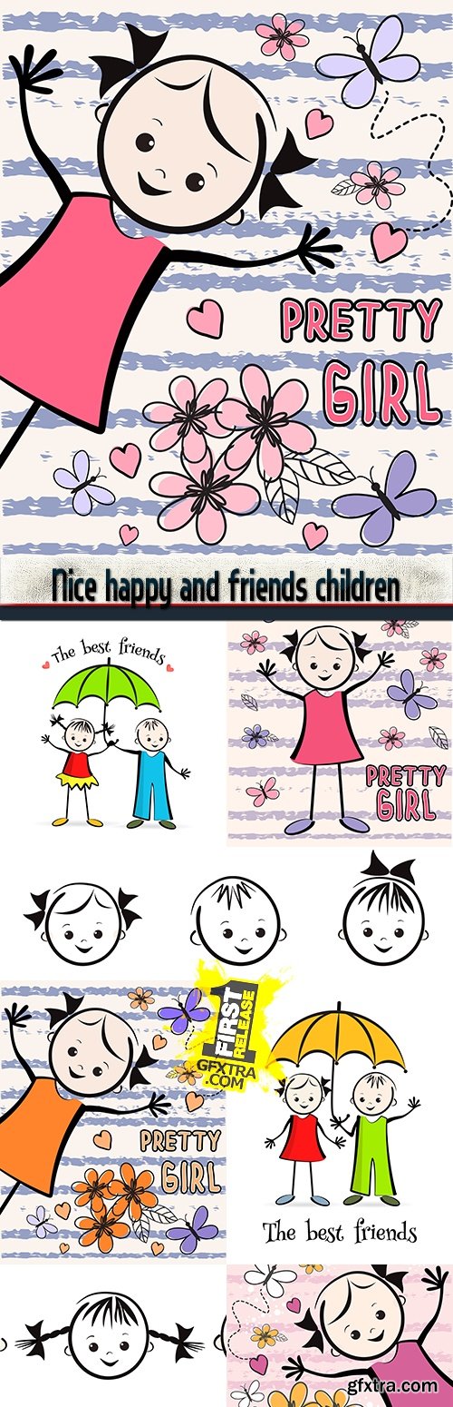 Nice happy and friends children