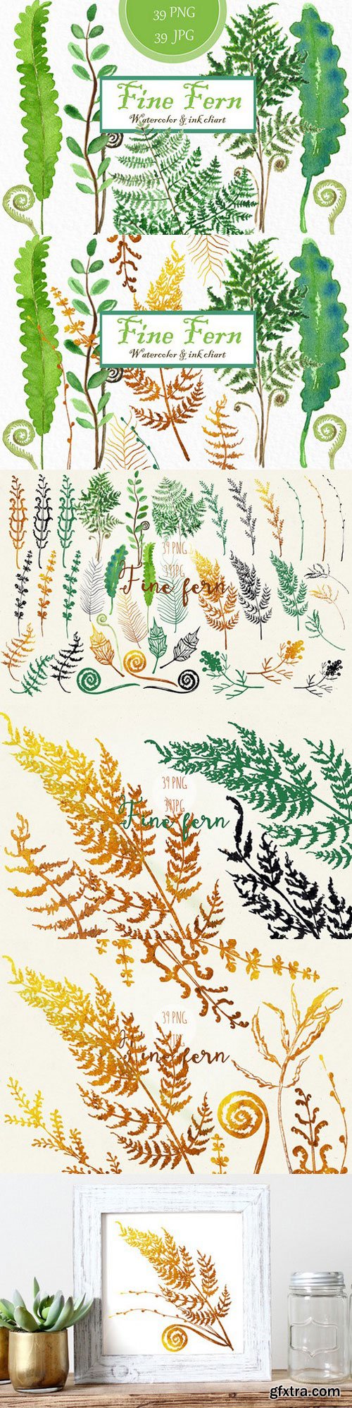 CM - Fine fern. watercolor clipart 629905