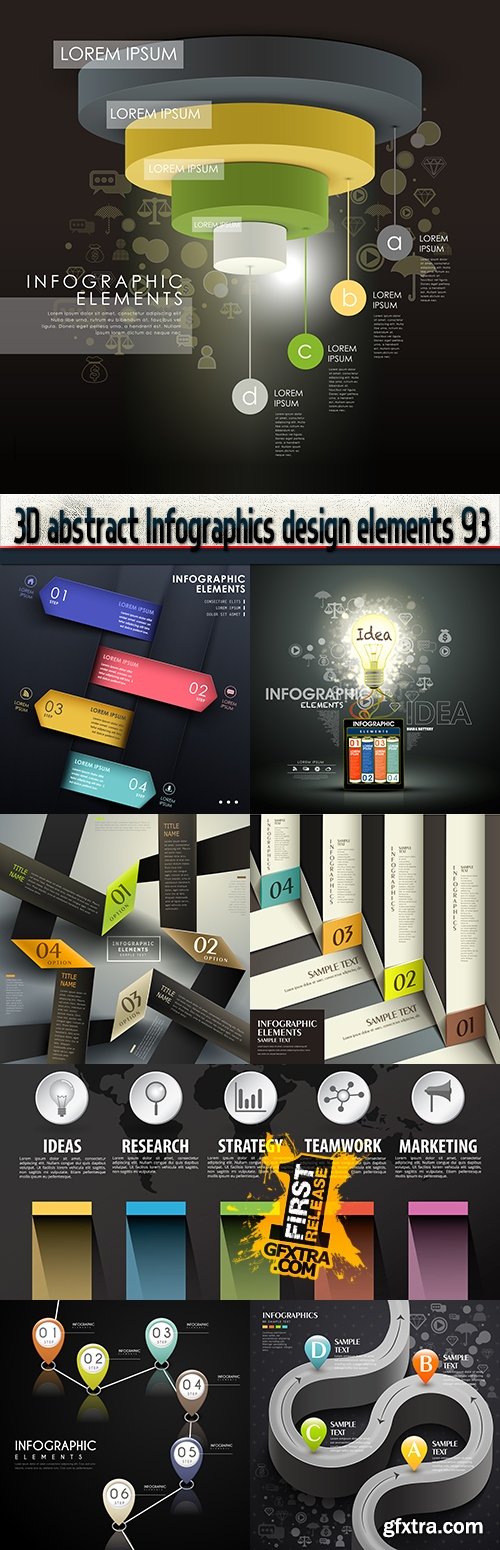 3D abstract Infographics design elements 93