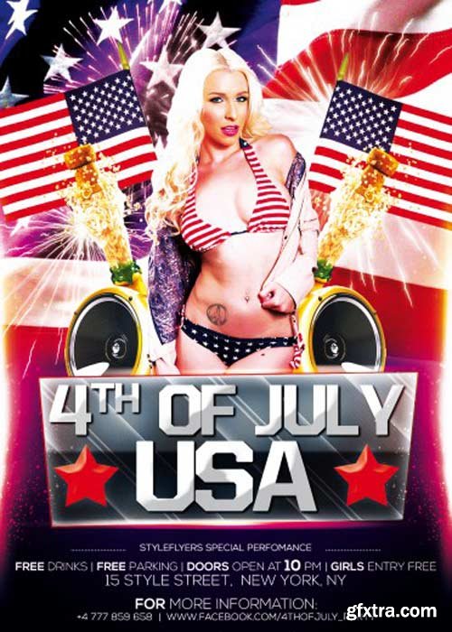 4th Of July USA V2 Flyer PSD Template + Facebook Cover