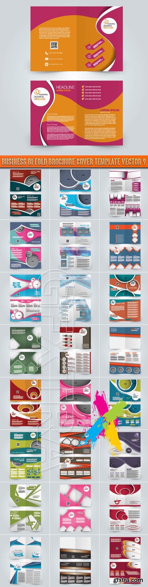 Business bi fold brochure cover template vector 9