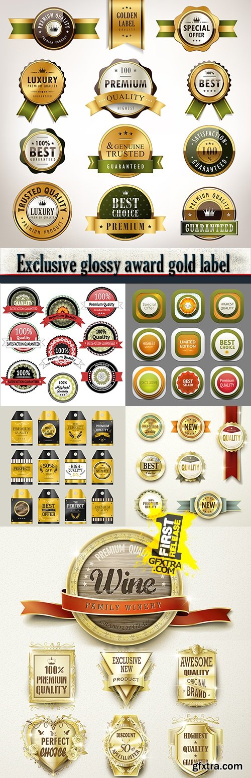 Exclusive glossy award gold label