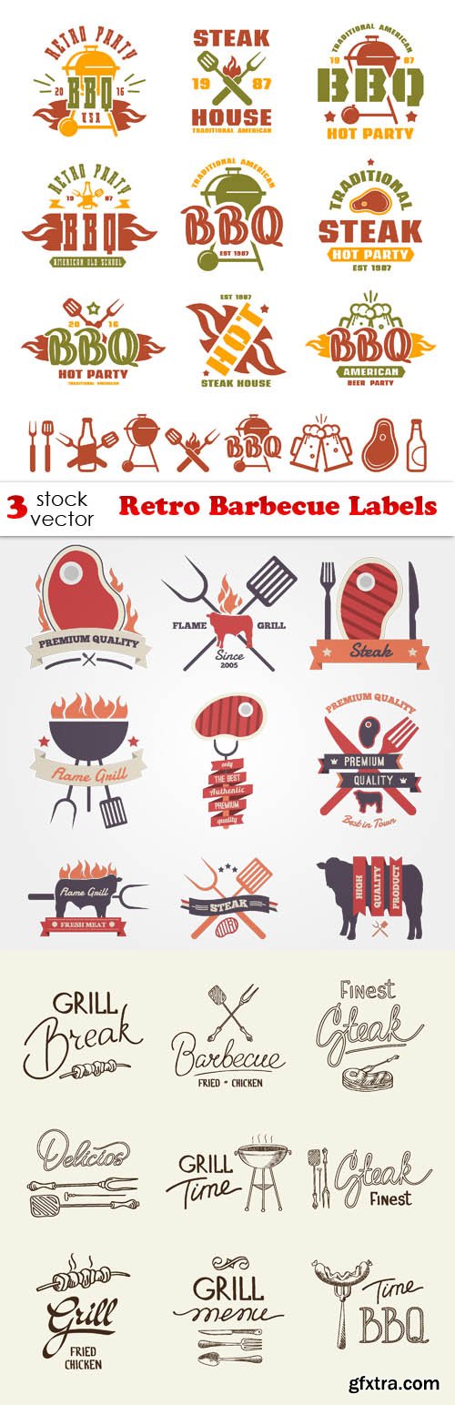 Vectors - Retro Barbecue Labels
