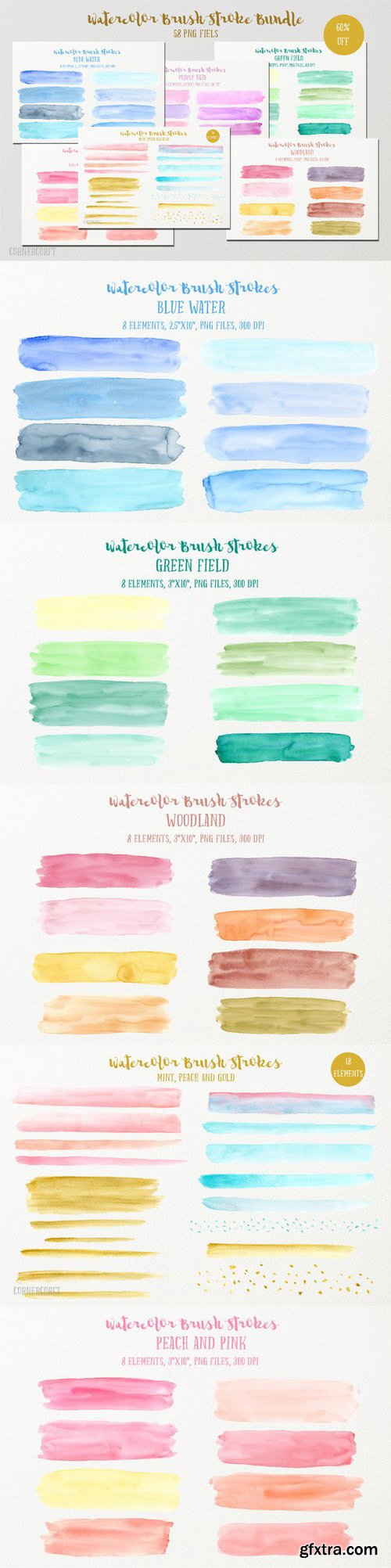 CM - Watercolor Brush Stroke Bundle 664929