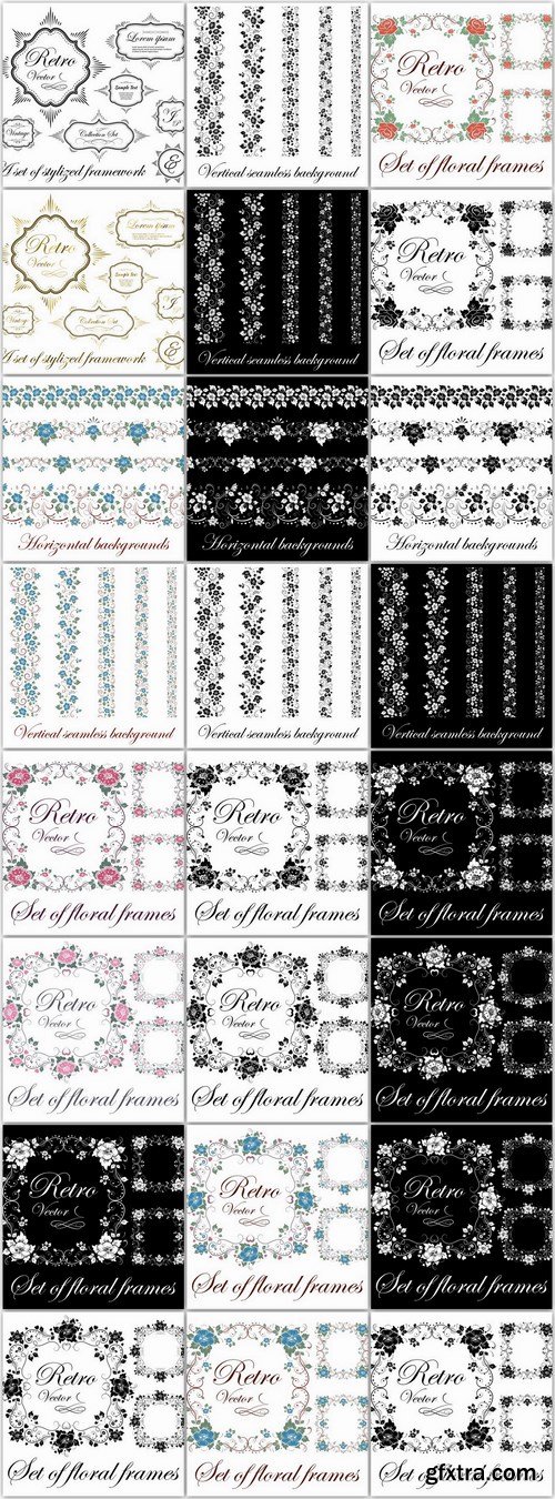 Floral seamless border - 48 EPS