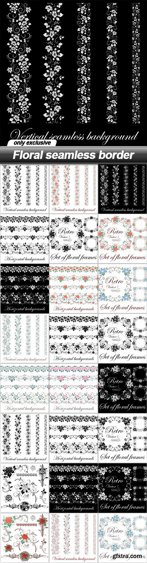 Floral seamless border - 48 EPS