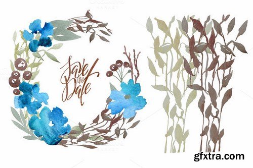 CM - Watercolor floral DIY - 35 elements! 674059