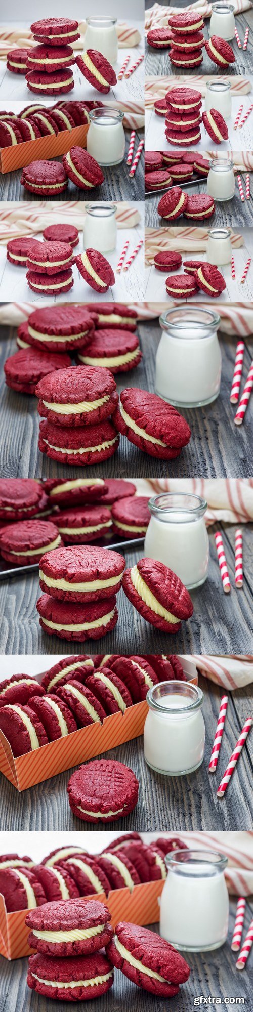 Advertise here Red velvet sandwich cookies with milk