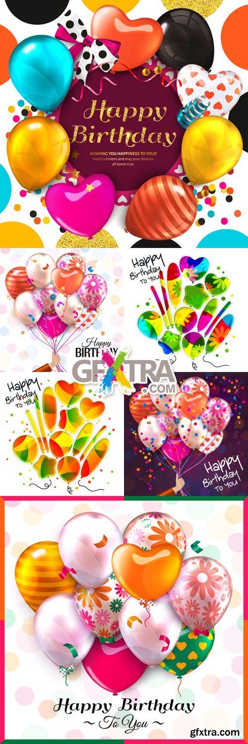 Birthday Postcards Vector 4