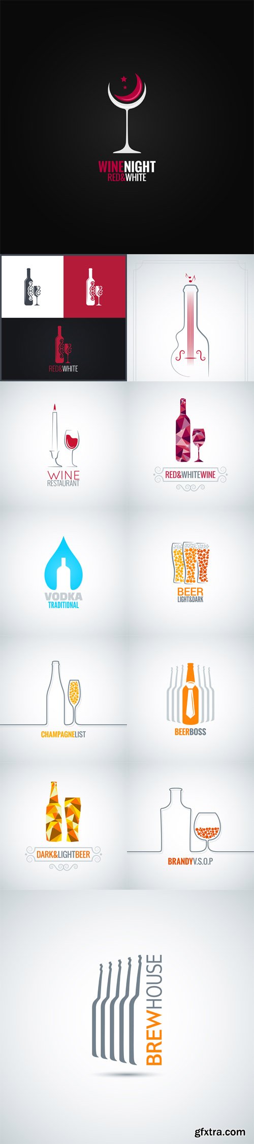 Vector Set - Alchogol Drinks Concept Design Vector Backgrounds