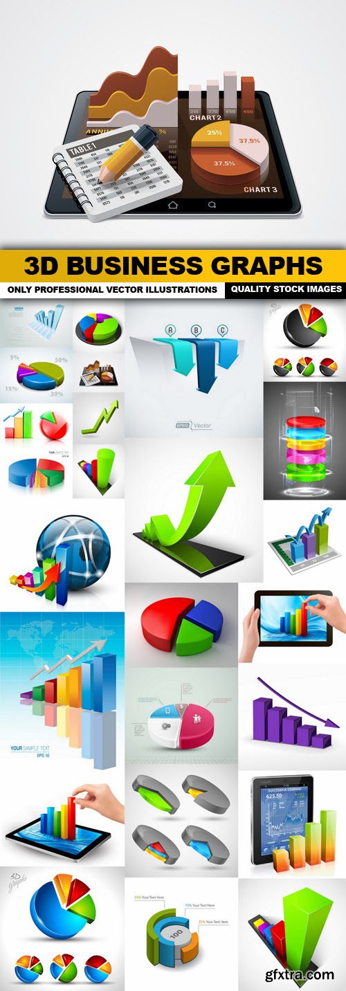 3D Business Graphs - 25 Vector