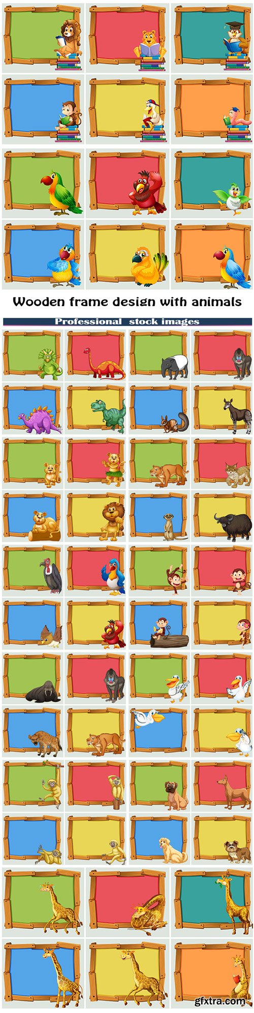 Wooden frame design with animals