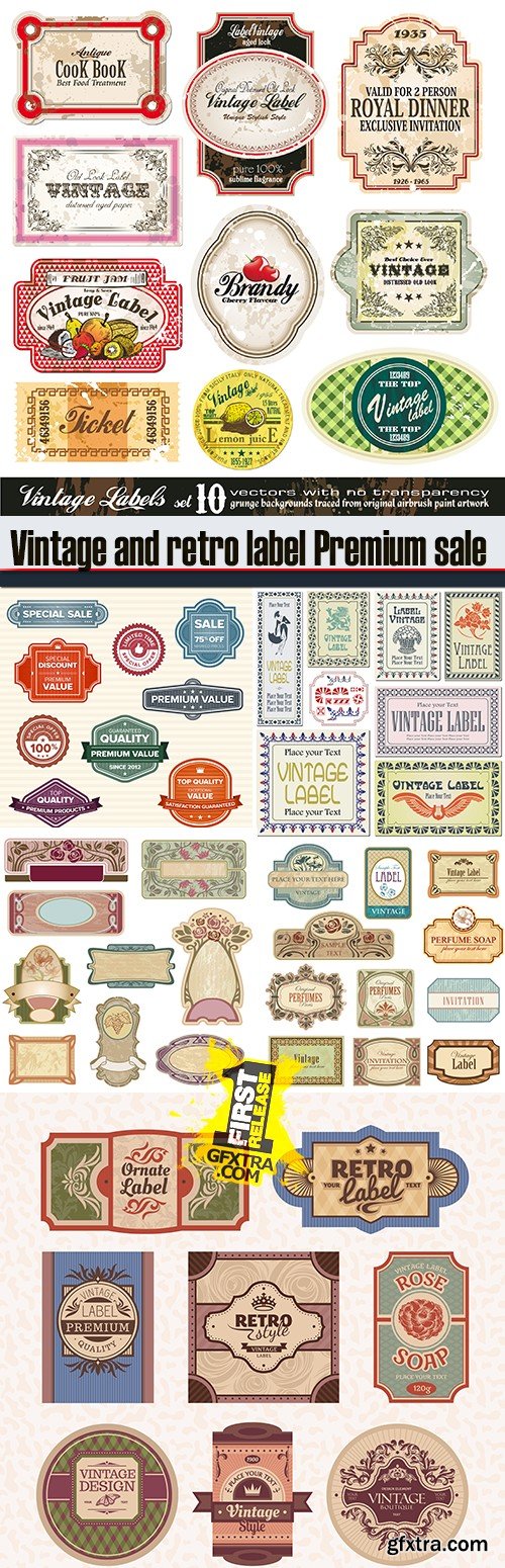 Vintage and retro label Premium sale