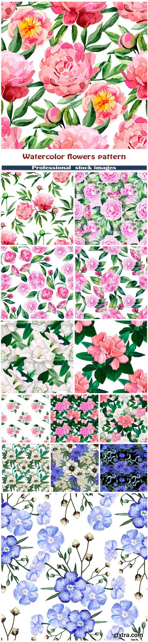 Watercolor flowers pattern