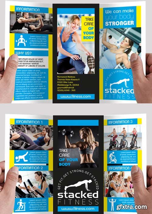 Fitness V8 Premium Tri-Fold PSD Brochure Template