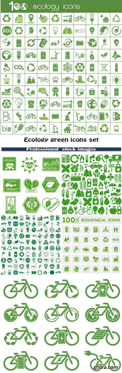 Ecology green icons set