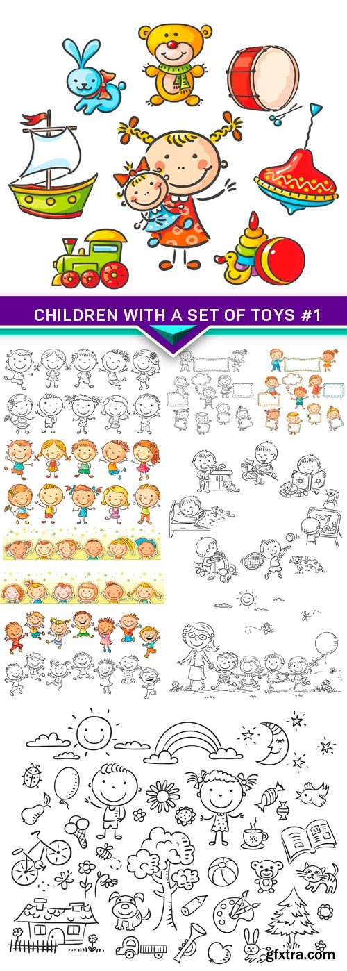 Children with a Set of Toys #1 10x EPS