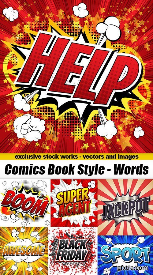 Comics Book Style - Words - 25xEPS, AI