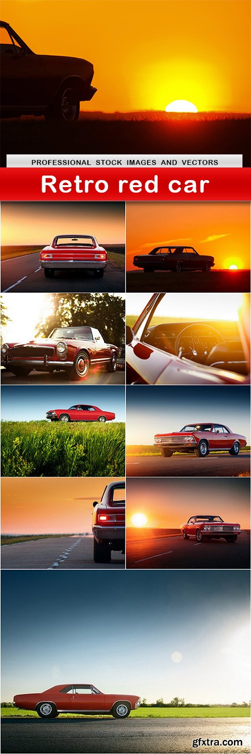 Retro red car - 10 UHQ JPEG