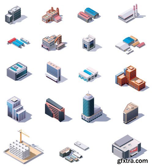 Isometric Vector City Elements - 25x EPS