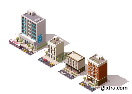 Isometric Vector City Elements - 25x EPS