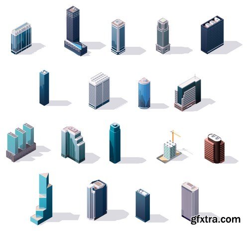 Isometric Vector City Elements - 25x EPS