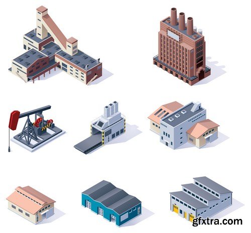 Isometric Vector City Elements - 25x EPS