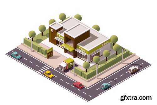 Isometric Vector City Elements - 25x EPS