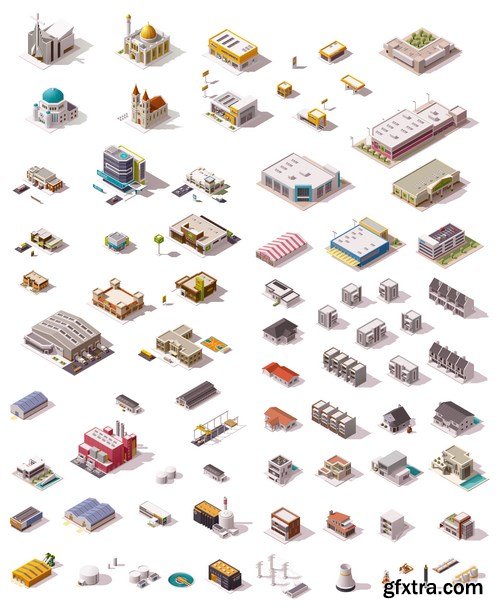 Isometric Vector City Elements - 25x EPS