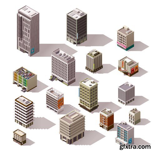 Isometric Vector City Elements - 25x EPS