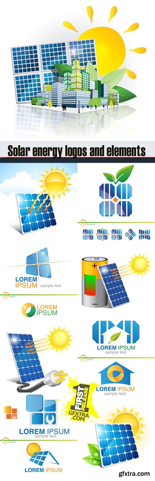 Solar energy logos and elements design