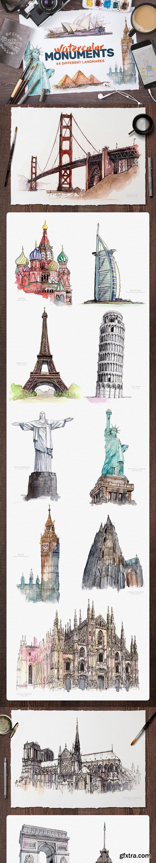 CM - Watercolor Monument Paintings 706809