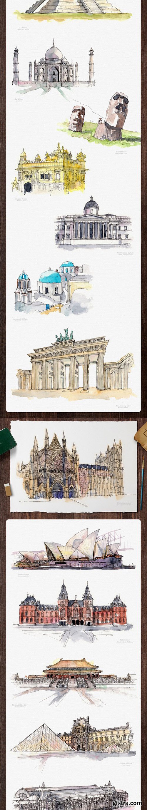 CM - Watercolor Monument Paintings 706809