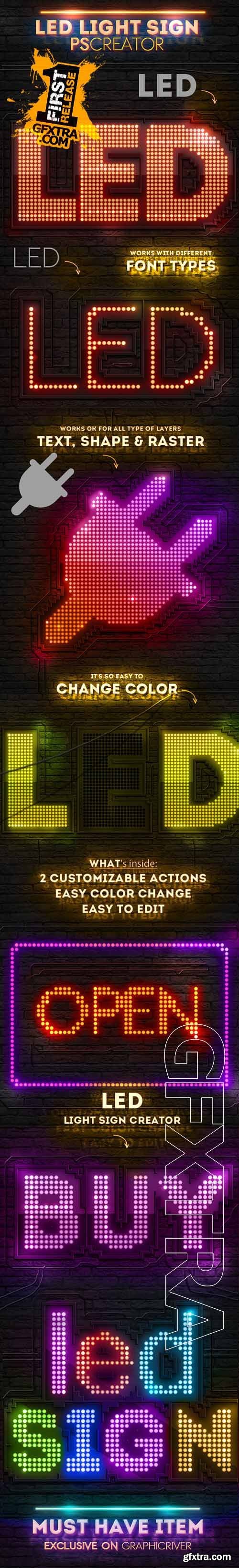 Graphicriver LED Lights Sign Photoshop Creator 8977585