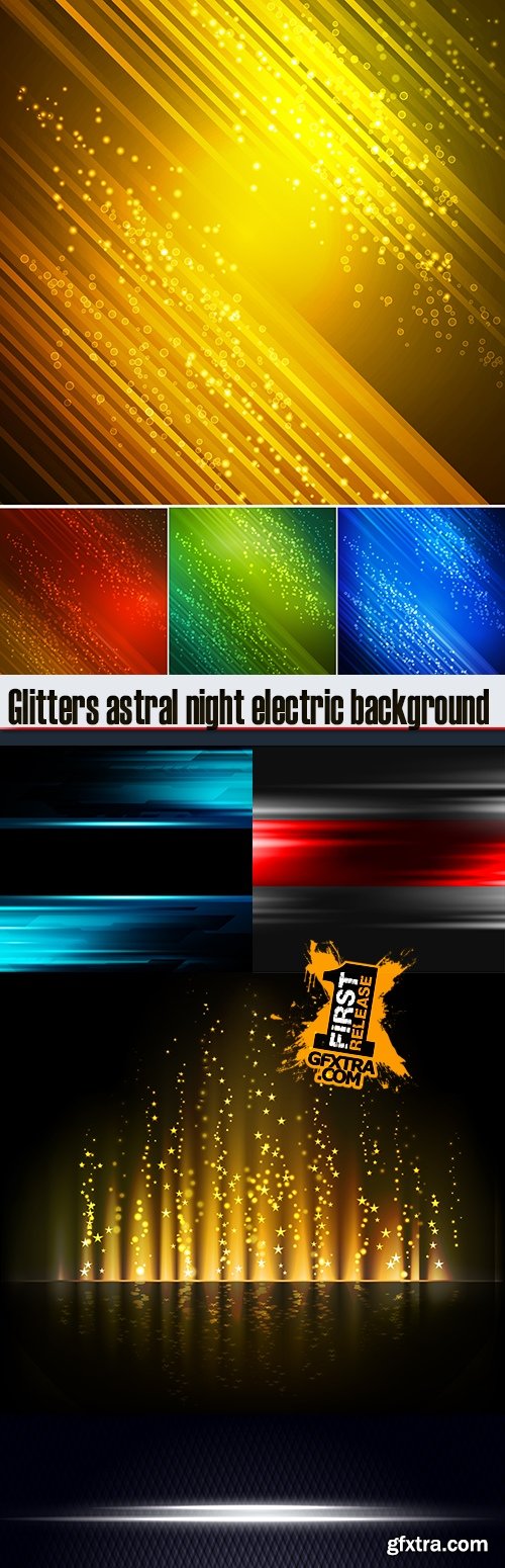 Glitters astral night electric background