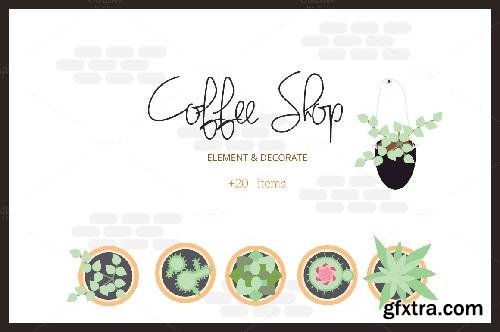 CreativeMarket Coffee Shop Element & Decorate 684758