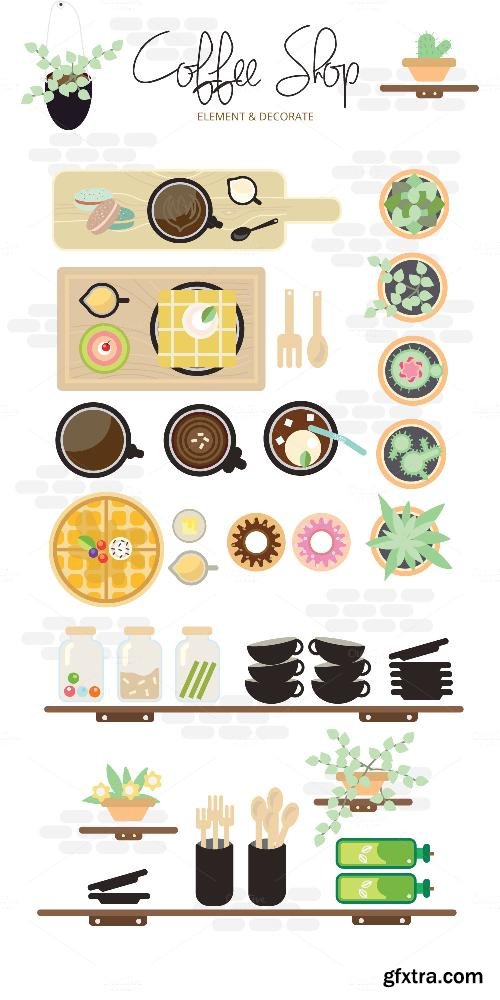 CreativeMarket Coffee Shop Element & Decorate 684758