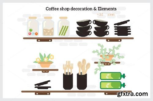 CreativeMarket Coffee Shop Element & Decorate 684758