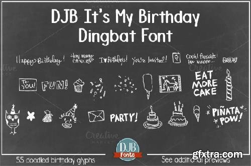 CreativeMarket DJB It's My Birthday Dingbat Font 685825