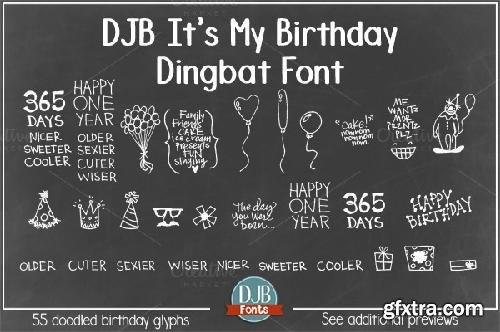 CreativeMarket DJB It's My Birthday Dingbat Font 685825