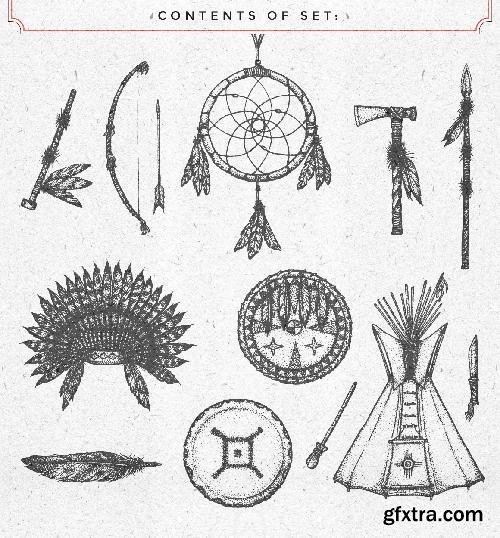 CreativeMarket Native American illustrations set 689728