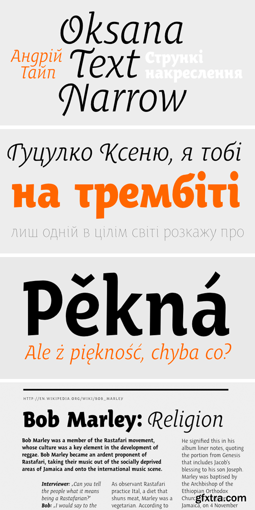 Oksana Text Narrow Font Family