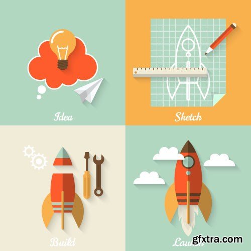 Flat Vector Design 12 - 25x EPS