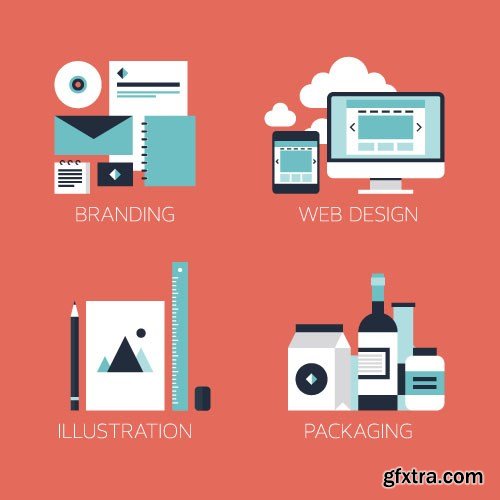 Flat Vector Design 12 - 25x EPS