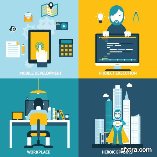 Flat Vector Design 12 - 25x EPS